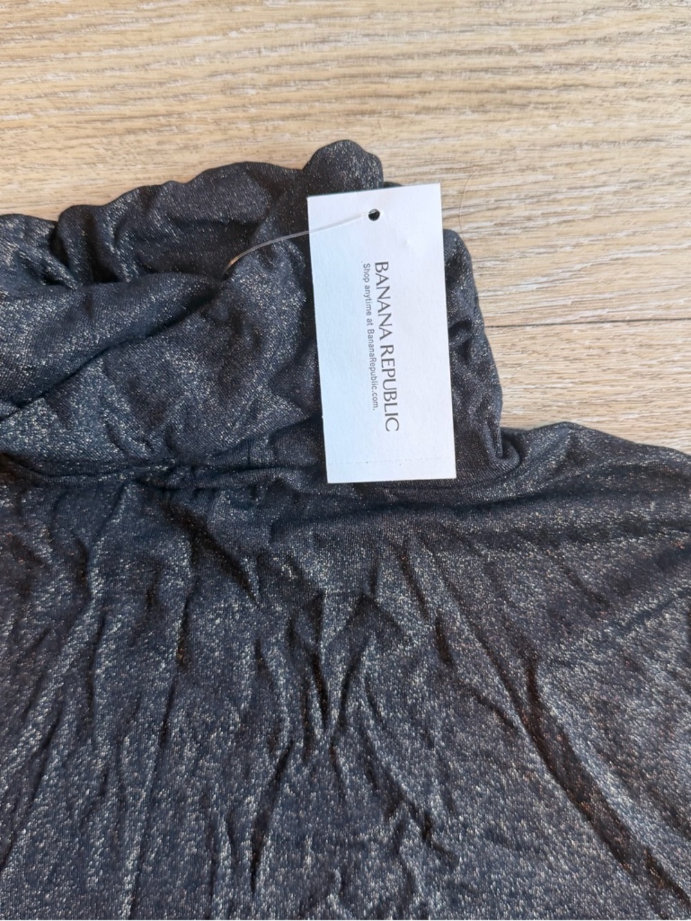 Banana Republic Black Metallic Sheer Turtleneck Top size medium - Picture 2 of 4